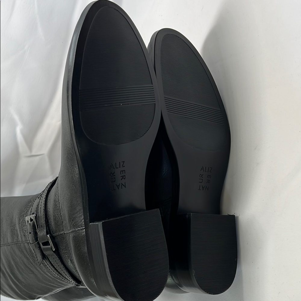 Naturalizer Black Leather Heeled Boots - Picture 7 of 9